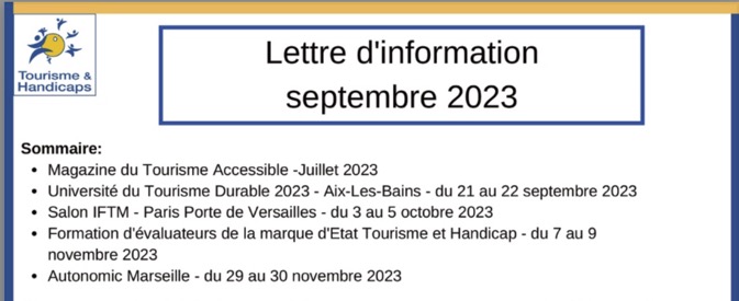 Lettre d'information ATH septembre 2023