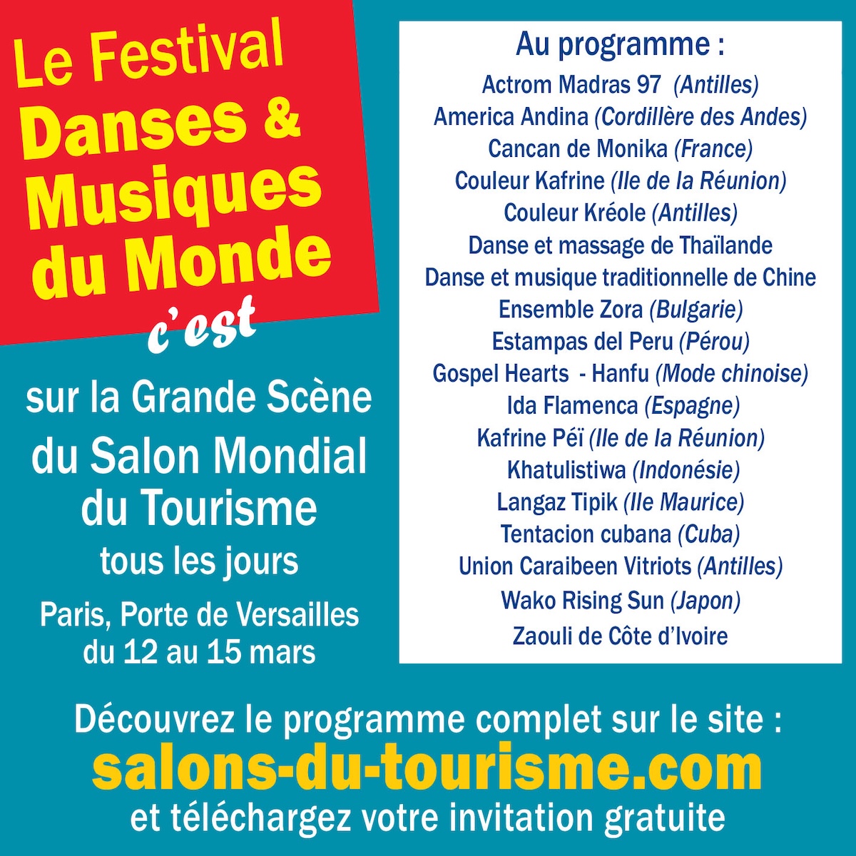 affiche du Festival Danses et Musiques du Monde au SMT 2026
